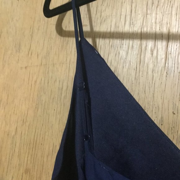 NWT Charmed Hearts pleated dark blue maxi dress zip back with waist tie size L - Picture 7 of 7